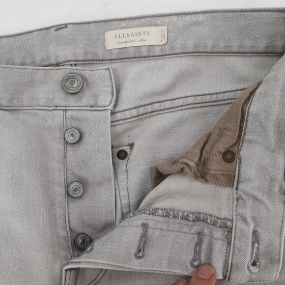 All Saints Jeans Men 34 L31 Slim Fit Cigarette Button Fly Mid Rise Stretch Denim - Picture 9 of 13